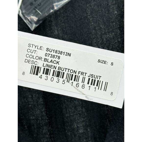 Rachel Pally Linen Button Front Sleeveless Jumpsuit‎ Black Small New - Picture 6 of 9